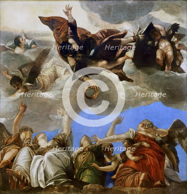 Saint Mark rewarding the theological virtues. Artist: Veronese, Paolo (1528-1588)