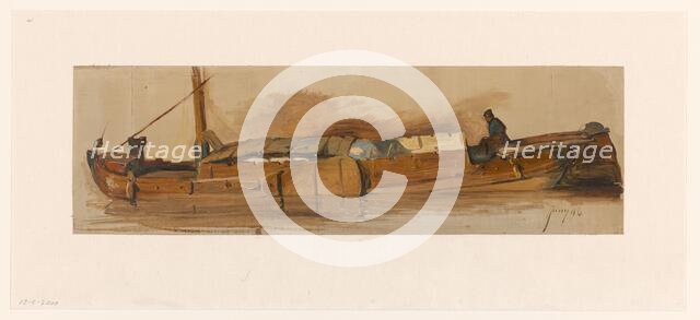 Barge with skipper, 1832-1880.  Creator: Jan Weissenbruch.