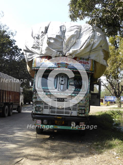 Tata truck with heavy load, India. Creator: Unknown.