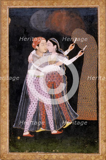 Embracing Lovers with Sparklers, c1775. Creator: Unknown.