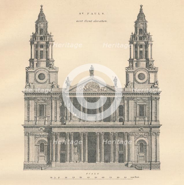 'St. Paul's - west front elevation', 1889.  Creator: W & AK Johnston.