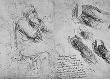 Studies of a Old Man Seated and of Swirling Water', c1480 (1945). Artist: Leonardo da Vinci.
