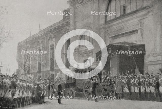 The Opening of the Parliament in the Senate (20 April 1898): Arrival of Queen Regent Maria...1898. Creator: Enrique Laporta Valor.