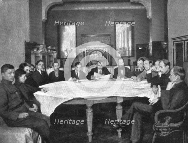 In Soviet Russia; A revolutionary tribunal made up of members of the soviet party,..., 1917. Creator: Unknown.