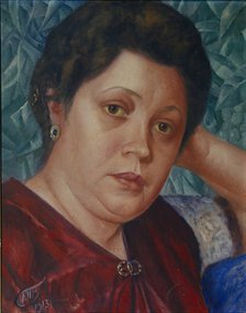 Portrait of the Opera singer Vera Petrova-Zvantseva. Artist: Petrov-Vodkin, Kuzma Sergeyevich (1878-1939)