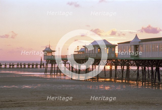 The pier at Lytham St Anne's viewed at sunset, Lancashire, 1999. Artist: P Williams