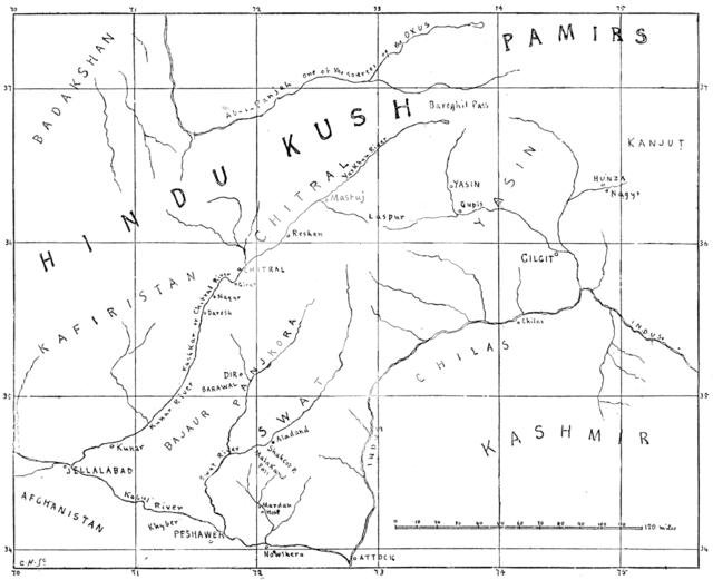 Sketch map of the Chitral Campaign, 1895. Creator: Carl Hentschel.