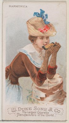 Harmonica, from the Musical Instruments series (N82) for Duke brand cigarettes, 1888., 1888. Creator: Schumacher & Ettlinger.