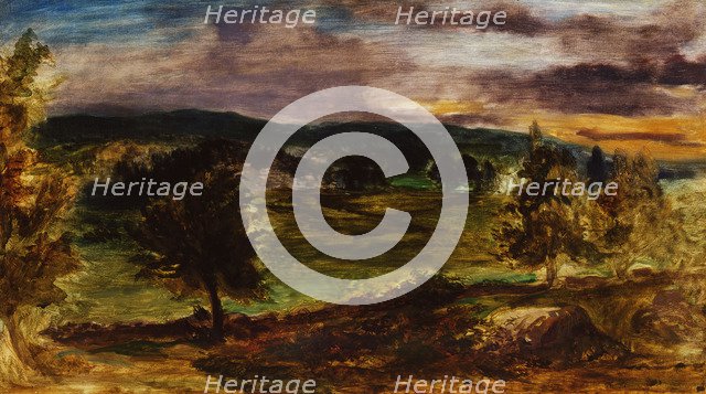 Landscape at Champrosay. Artist: Delacroix, Eugène (1798-1863)