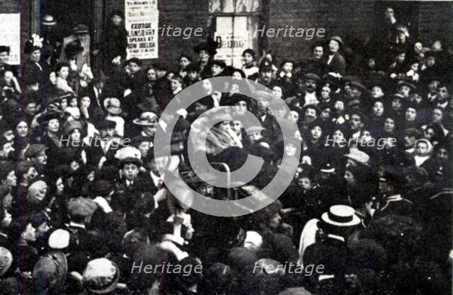Sylvia Pankhurst and East London sets forth to interview the Prime Minister, June 10, 1914. Creator: Unknown.