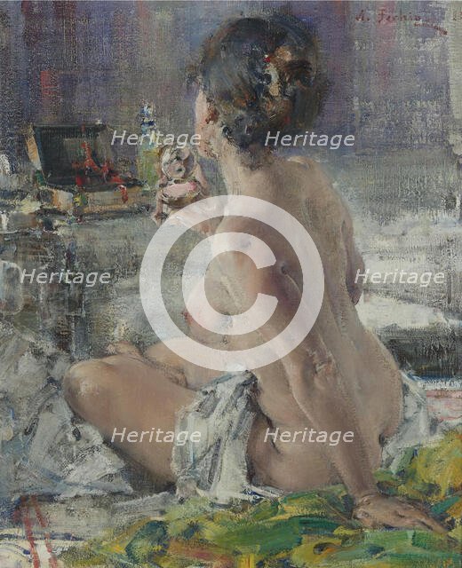 Seated Nude, 1923. Creator: Nikolay Feshin.