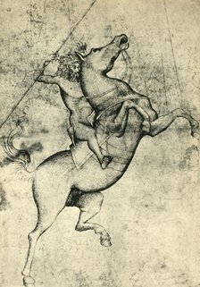 Naked man riding a horse, early 15th century, (1943). Creator: Unknown.