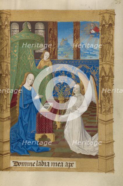The Annunciation; Book of Hours, 1478. Creator: Master of Guillaume Lambert.