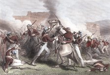 Death of Brigadier Adrian Hope, Indian Mutiny, 15 April 1858. Artist: Unknown