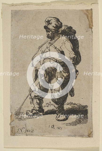 A Man Making Water, 18th century. Creator: Francois Vivares.