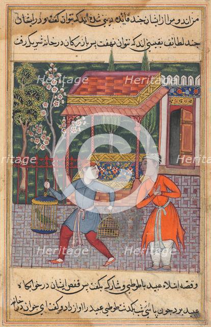 Page from Tales of a Parrot (Tuti-nama): Forty-second night: The merchant of Tirmiz..., c. 1560. Creator: Unknown.