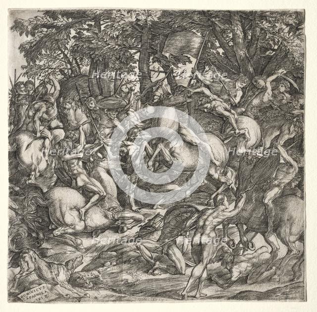 Battle of Naked Men, 1517. Creator: Domenico Campagnola (Italian, 1500-1564).