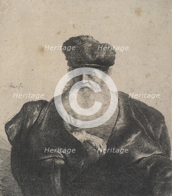 Old man with beard, fur cap, and velvet cloak, c.1631. Creator: Rembrandt Harmensz van Rijn.