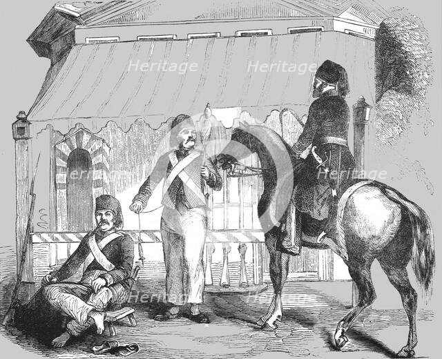 'Sebastopol; Turkish Soldiers on Guard, before the introduction of the New Disipline', 1854. Creator: Unknown.