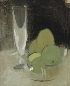 Green Apples And Champagne Glass , 1934. Creator: Schjerfbeck, Helene (1862-1946).