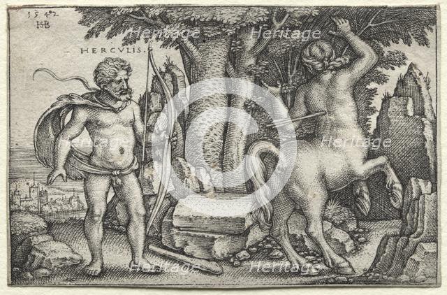 The Labors of Hercules: Hercules and Nessus, 1542. Creator: Hans Sebald Beham (German, 1500-1550).