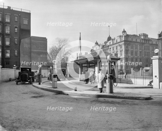 Anglo-American Oil Company petrol station, Euston Road, London, 1922. Artist: Bedford Lemere and Company.