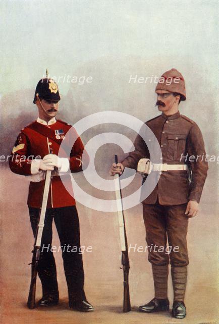 'Colour-Sergeant and Private (in Khaki), Gloucester Regiment', 1900. Creator: Gregory & Co.