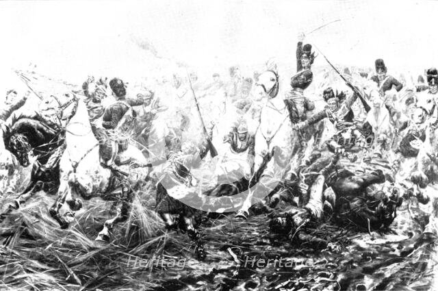 Pictures from the Royal Academy: Gordons and Greys to the Front...Waterloo - Stanley Berkeley, 1898. Creator: Unknown.