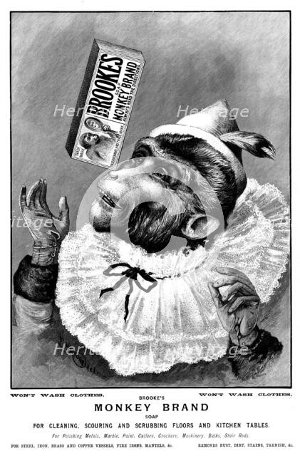 Advertisement for Brooke's Monkey Brand Soap, 1895. Creator: Unknown.