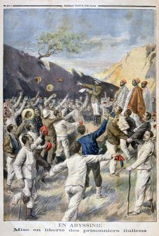 Setting free of the Italian prisoners, Abyssinia, 1896. Artist: F Meaulle
