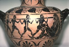 Greek Vase, Blinding of Polyphemus, late Archaic period, c530BC-c510BC.