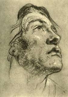 'Head of a Young Man, almost in profile and looking up', mid 18th century, (1928). Artist: Giovanni Battista Tiepolo.