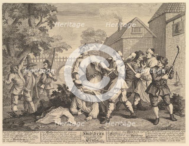 Hudibras Vanquished by Trulla (Twelve Large Illustrations for Samuel Butler's ..., February 1725-26. Creator: William Hogarth.