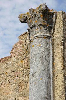 Detail of a Corinthian column in the Forum, Miróbriga, Portugal, 1st-4th centuries (2008).  Creator: Unknown.