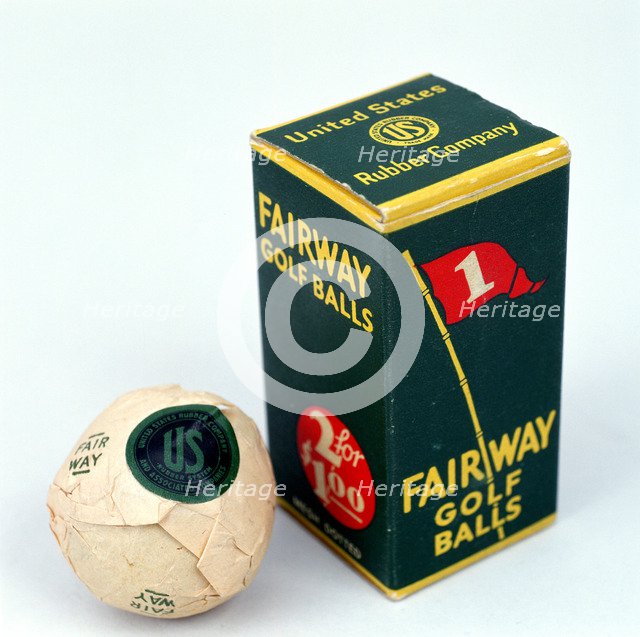 Fairway golf ball and box, c1910s. Artist: Unknown