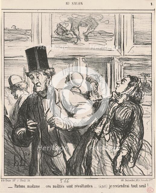 Parlons, Madame...ces nudités sont révoltantes..., 19th century. Creator: Honore Daumier.