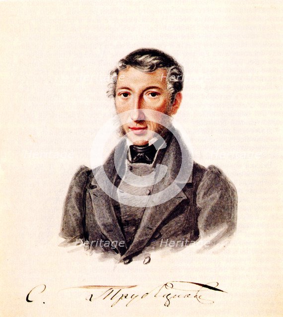 Portrait of Decembrist Prince Sergei Petrovich Trubetskoy (1790-1860), 1839. Artist: Bestuzhev, Nikolai Alexandrovich (1791-1855)