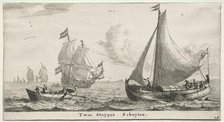 Ships of Amsterdam: Two Pier Boats. Creator: Reinier Nooms (Dutch, c. 1623-1667).