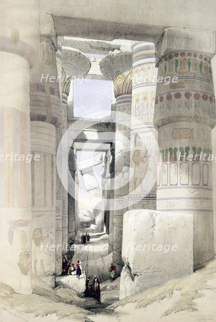 'View through the Hall of Columns, Karnak', Egypt, c1845. Artist: David Roberts
