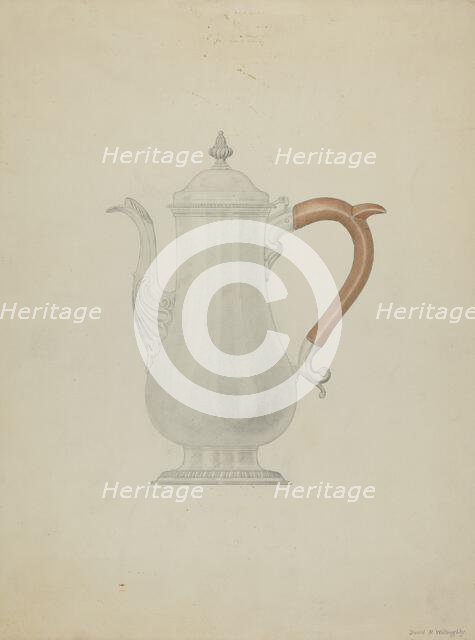 Silver Teapot, 1935/1942. Creator: David P. Willoughby.