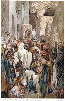 Woman with issue of blood touching the border of Jesus' garment and being  healed, c1890. Artist: James Tissot