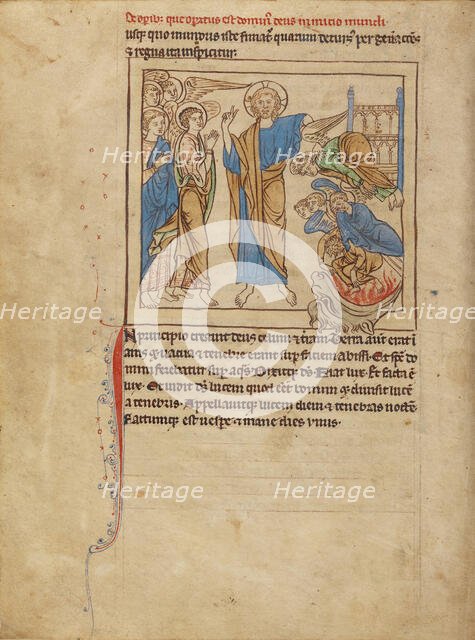 The Fall of the Angels; Northumberland Bestiary, about 1250-1260. Creator: Unknown.