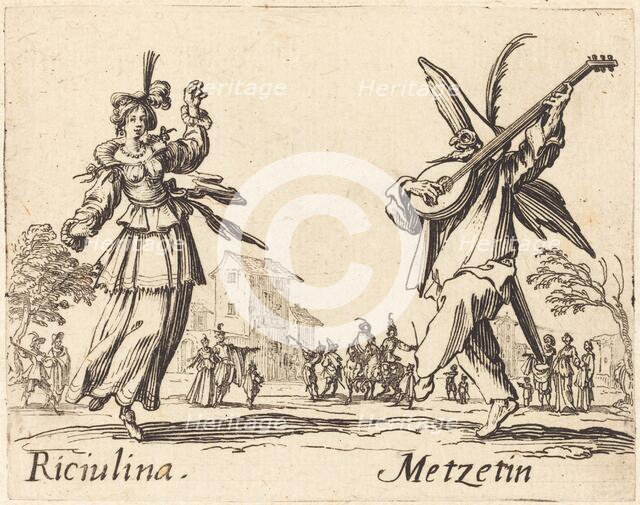 Riciulina and Metzetin, c. 1622. Creator: Jacques Callot.