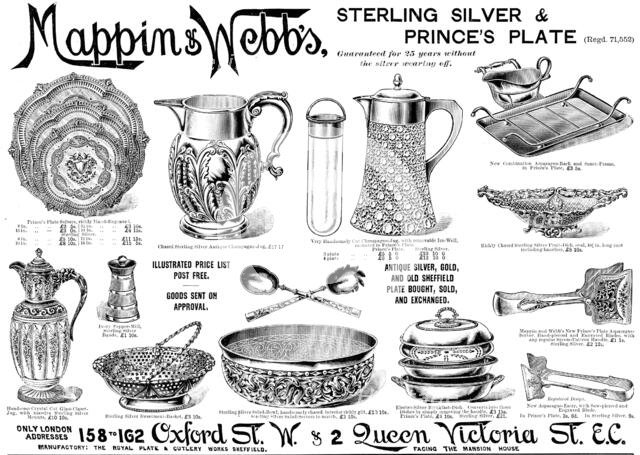 Advertisement for Mappin & Webb's Sterling Silver & Prince's Plate, 1895. Creator: Unknown.