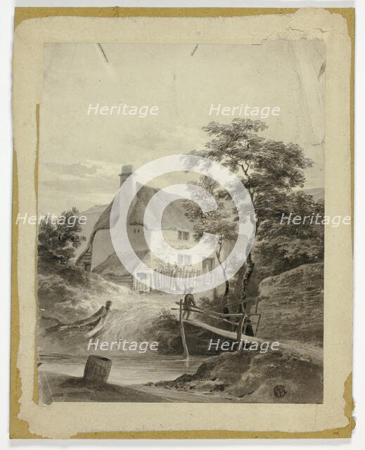 Boy on Bridge Outside a Cottage, n.d. Creator: Unknown.