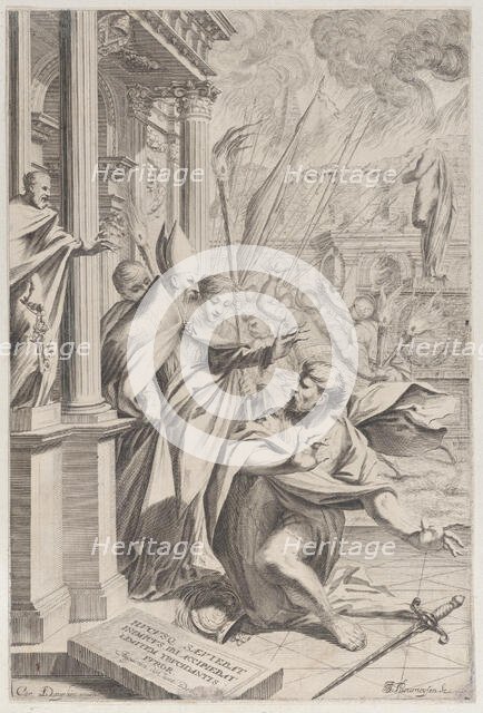 Saint Ambrose repelling Emperor Theodosius, 1652-1711. Creator: Johann Jakob Thurneysen the Elder.