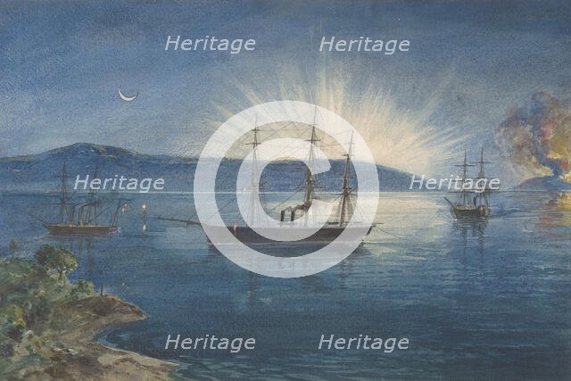 The Bay of Bull Arms, Trinity Bay, Newfoundland, Bonfires Lighted on the Hills to Notify..., 1865-66 Creator: Robert Charles Dudley.