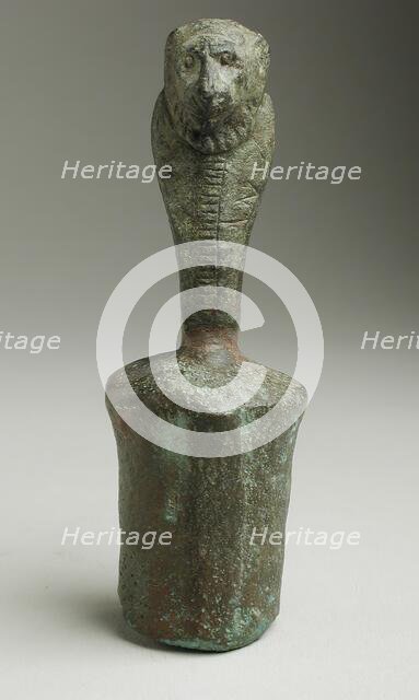 Staff Finial with Lioness Headed Cobra, Probably Ptolemaic Period (332-30 BCE). Creator: Unknown.