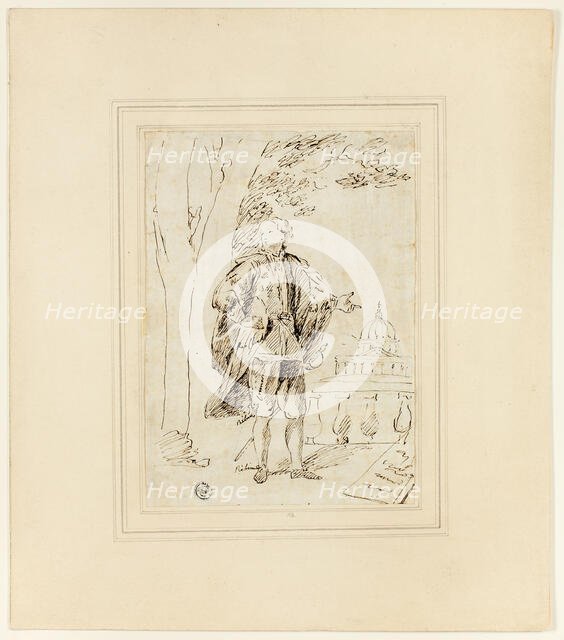 Full Length Portrait of a Man Standing near Balustrade, c. 1737. Creator: John Vanderbank.