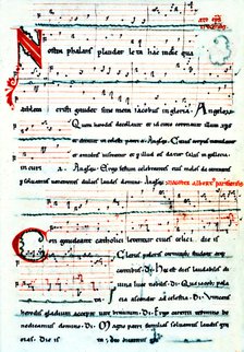 Calixtine codex, 'Congaudeant Catholici' score which is the only known work for 3 voices.